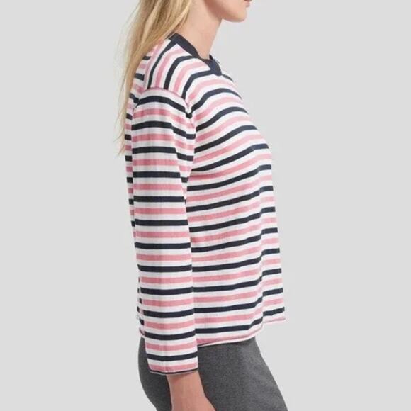 ATM Striped Long Sleeve Sweater Knit Top Cotton Pink Blue White Size XS - Picture 2 of 10